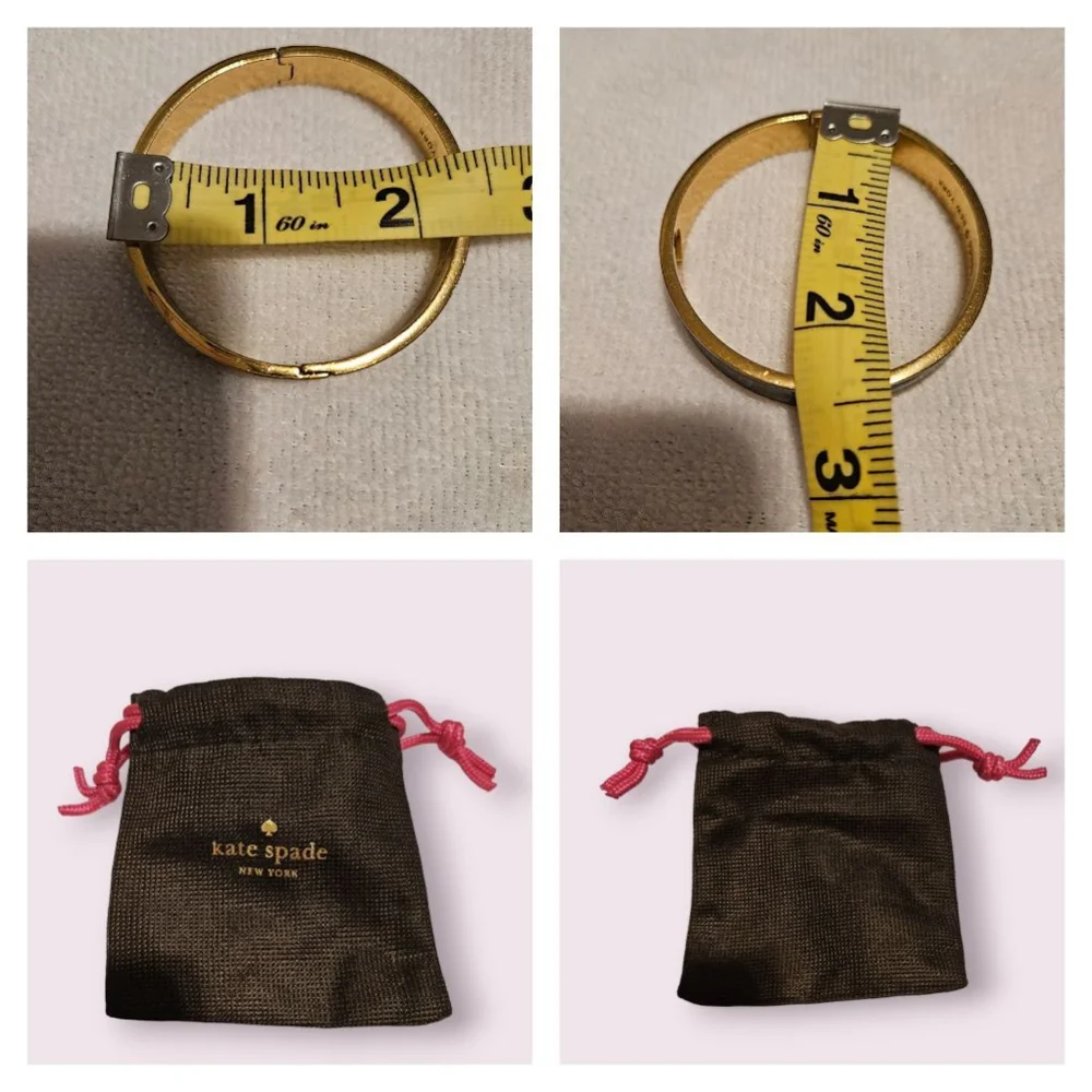 Kate Spade Black Enamel Hinged Bangle Bracelet w/bag - Picture 10 of 11